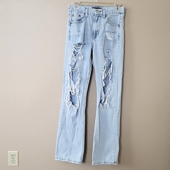 Aeropostale Womens Ripped 90s Baggy Denim Jeans - Size 0 - Picture 1 of 9